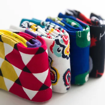 

pattern Harajuku happy socks men's funny combed cotton dress casual wedding socks colorful novelty skateboard socks women