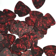 Lots of 100 pcs Rounded Triangle Heavy 0.96mm Celluloid Guitar Picks Red Pearl