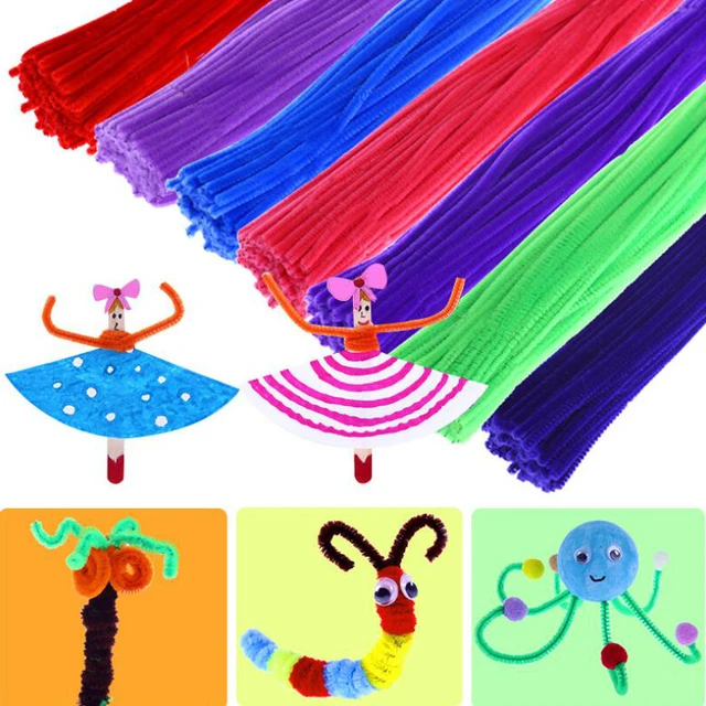 100Pcs Chenille Stems Pipe Cleaners Rods Kids Craft Toy Fuzzy Wire /  Chenille Stems Twist Wire for DIY Mix Rainbow