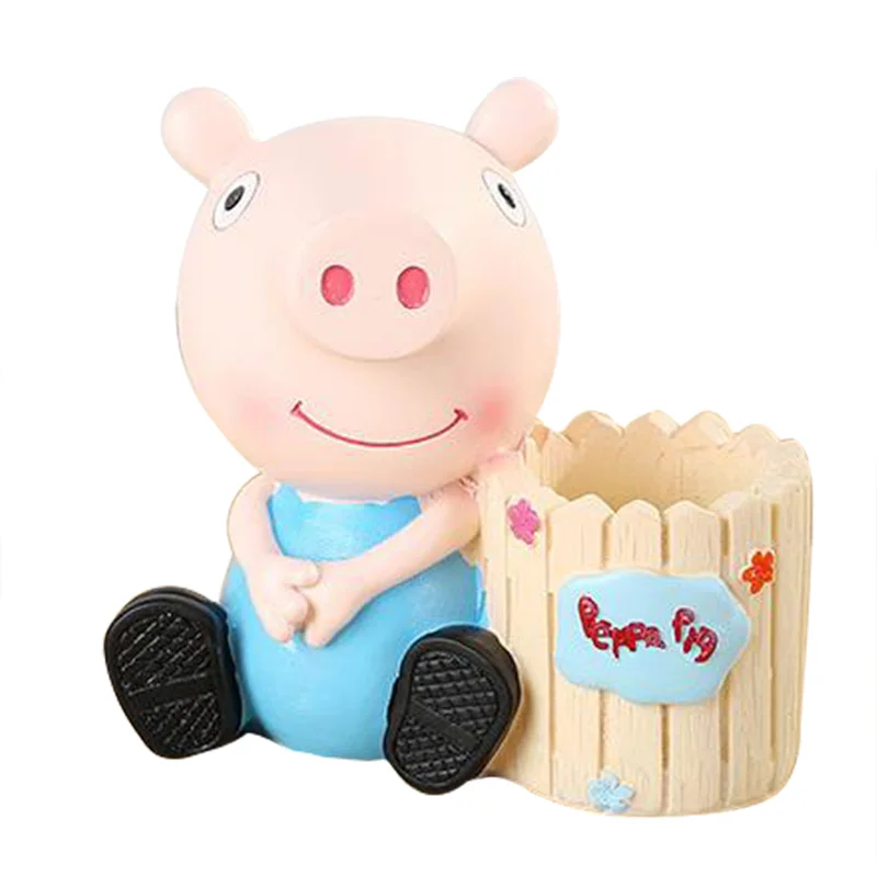 Cartoon Resin Pig Pencil Case Figurines Money Box Home Decor Cute Multifunctional Pen Holder Piggy Bank Crafts Student Gifts | Дом и сад