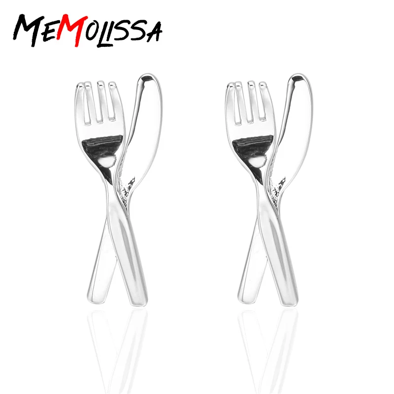 MeMolissa мужские Запонки серебристые сервировочные приборы ножи и вилки запонки для рубашки мужские ювелирные изделия