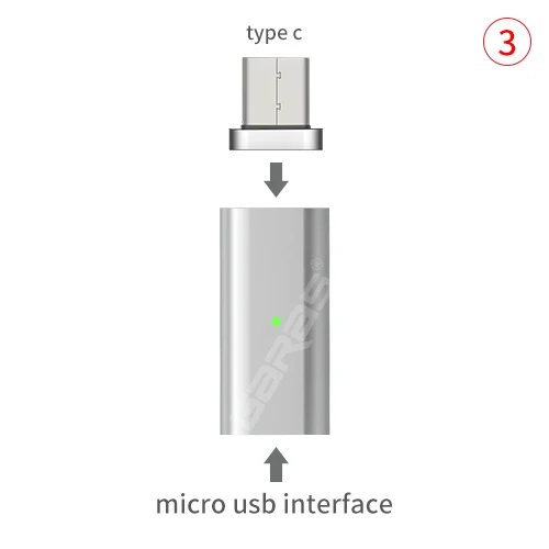 GARAS Micro USB-Type C/| ightning Магнитный адаптер для iPhone/Android 3в1 кабель для передачи данных конвертер адаптер Micro USB-Type C - Цвет: micro to type c