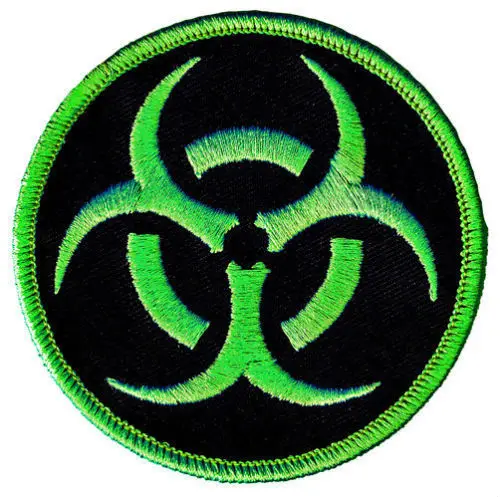 

BIOHAZARD SYMBOL embroidered iron-on PATCH ZOMBIE GREEN new TOXIC WARNING DANGER