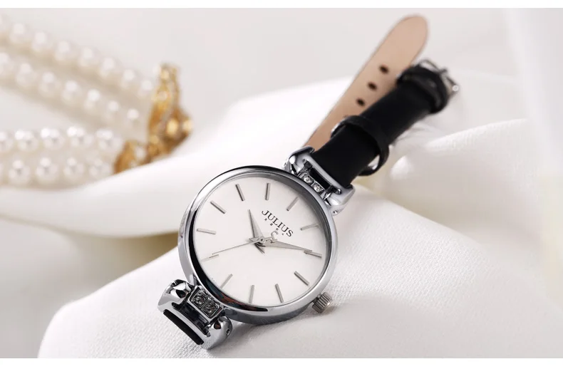 Julius бренд ретро кожаные часы Женские Простые маленький циферблат тонкий ремешок кварцевые платье наручные часы женские часы Reloj Mujer подарки