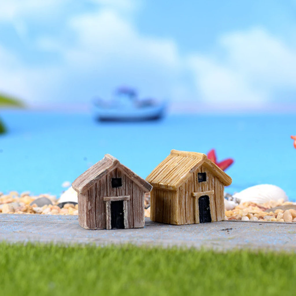 Wooden House Terrarium Figurine Fairy Dollhouse Miniature Ornament for Micro Landscape Garden Decor DIY Mushroom Craft Supplies
