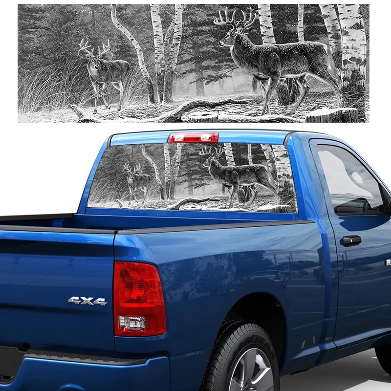 

Deer Hunting Back Window Stickers Rear Window Graphic Decal Forest Animals Deer Hunting Rear Window Sticker for Truck SUV