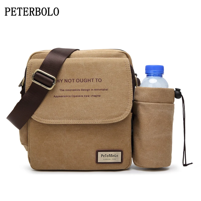 PETERBOLO Canvas Shoulder Bag Fashion Men Crossbody Bags Special combined deformation Messenger Bag