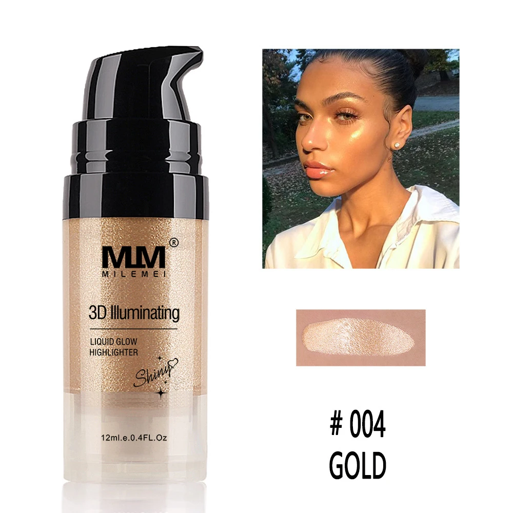 Жидкий Хайлайтер для лица осветитель для макияжа осветитель для контуринга Сияющий набор Highliter Body Shimmer Gold Bronzer Professional - Цвет: 04
