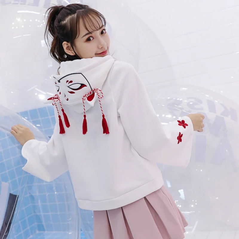  Merry Pretty Women Harajuku Embroidery Hooded Sweatshirts 2019 Winter Long Sleeve Drawstring Hoodie