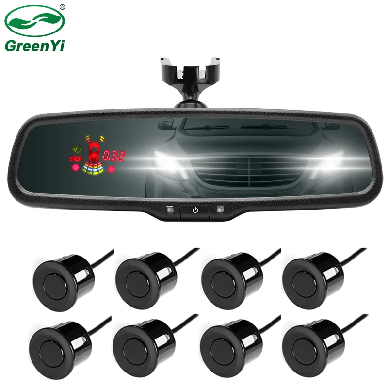 

New Original Bracket Car Interior Rearview Mirror Monitor With Front Rear Parking Sensor 8 PCS 22mm Radar Sensors