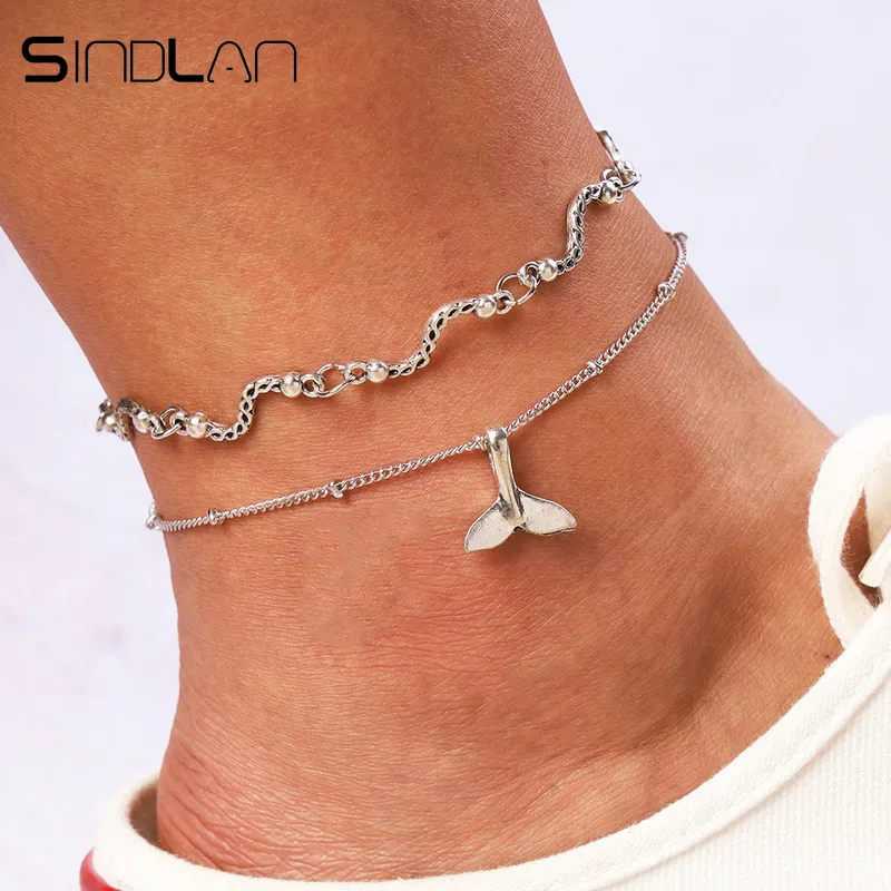 Sindlan 2PC Bohemia Antique Mermaid Tail Foot Bracelets Set Beach Barefoot Chain Anklets for Women Ankle Bracelet on Leg Jewelry Sindlan 2PC Bohemia Antique Mermaid Tail Foot Bracelets Set Beach Barefoot Chain Anklets for Women Ankle Bracelet on Leg Jewelry