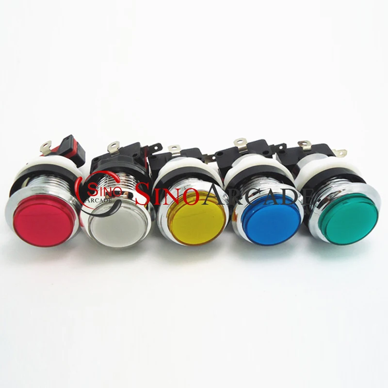 5 pcs CHROME Plated illuminated 12v LED Arcade Push Button Mulitcade arcade machines,MAME NEW Multicolors Available