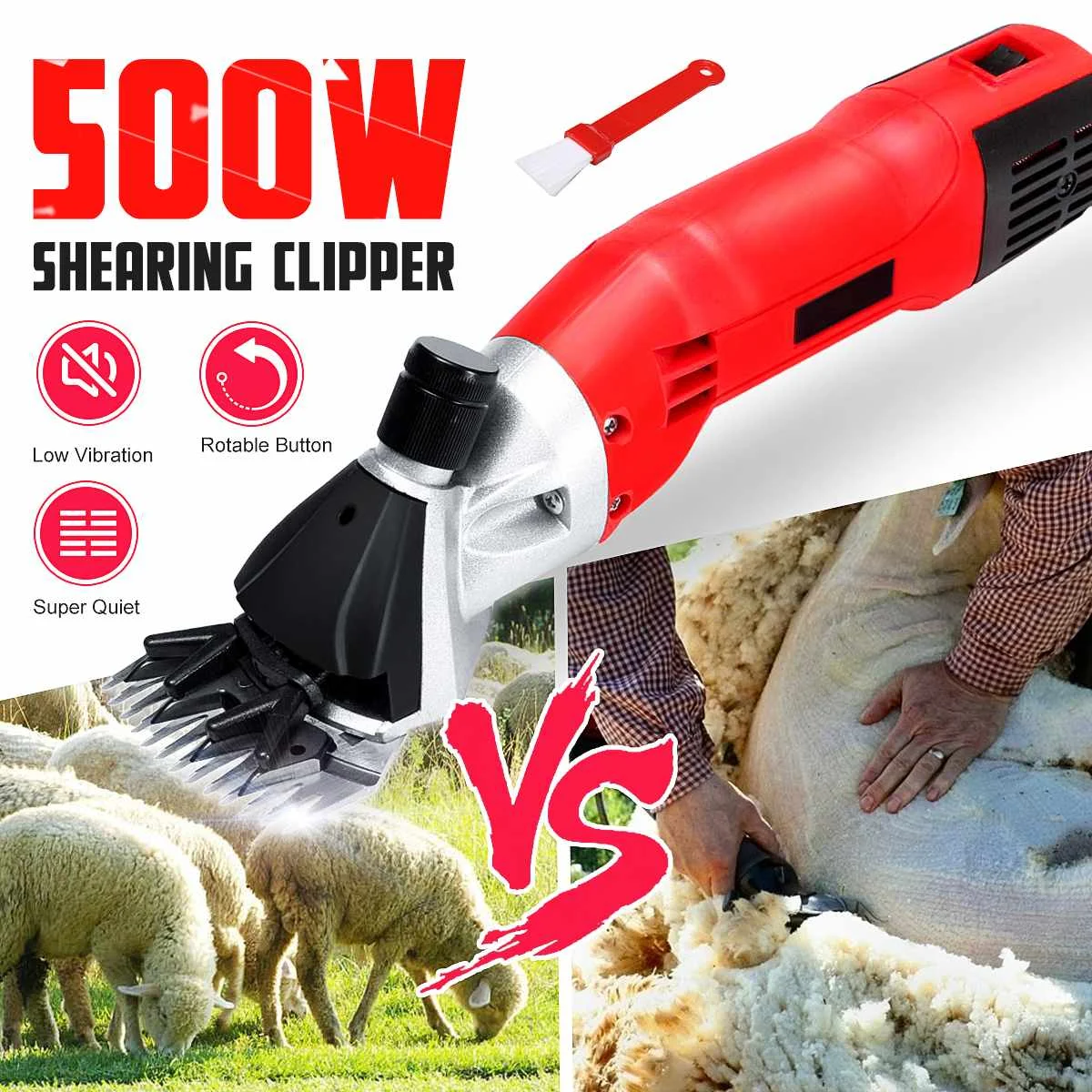 

Electric Sheep Goats Shearing Clipper Shear Alpaca Farm Shears Tool Aluminum Power Scissors 500W 110-220V AC