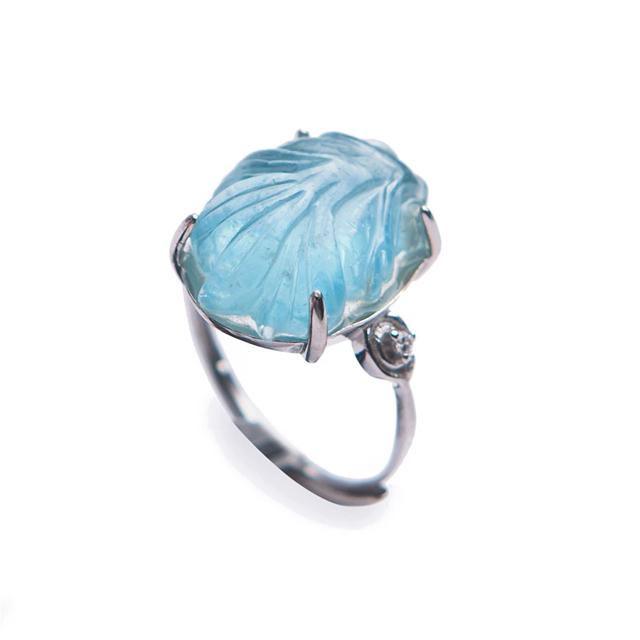Sterling silver and aquamarine adjustable ring