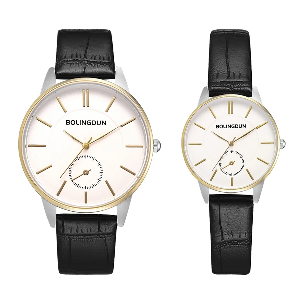 Комплект из 2 предметов, женские часы для пары, Роскошный топ бренд, кожаный ремешок, модные спортивные часы, Reloj браслет, креативные часы, наручные часы, новинка - Цвет: Gold White