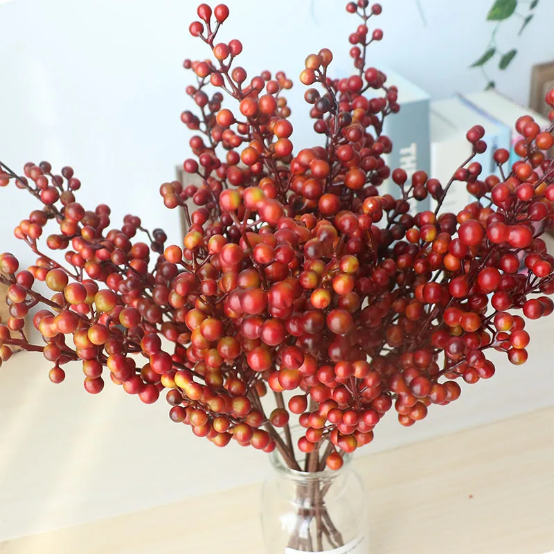 Artificial Berries Branch Plastic Fake Flowers leaf Decorative Berry PE