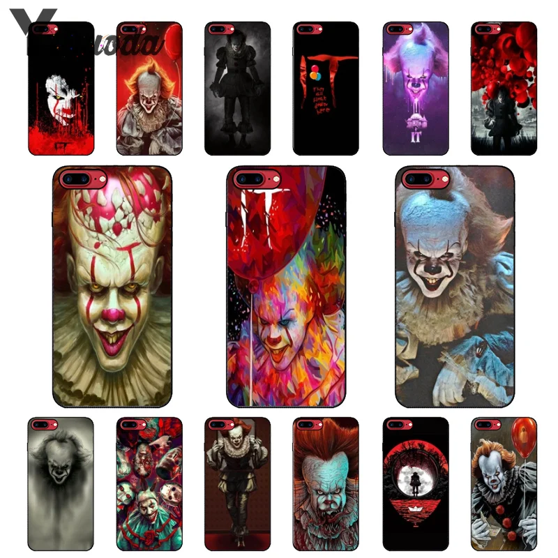 

Yinuoda Pennywise Clown Horror Black TPU Soft Silicone Phone Cover for iPhone 7 7plus 6S 6plus 8 8Plus X Xs MAX 5 5S XR