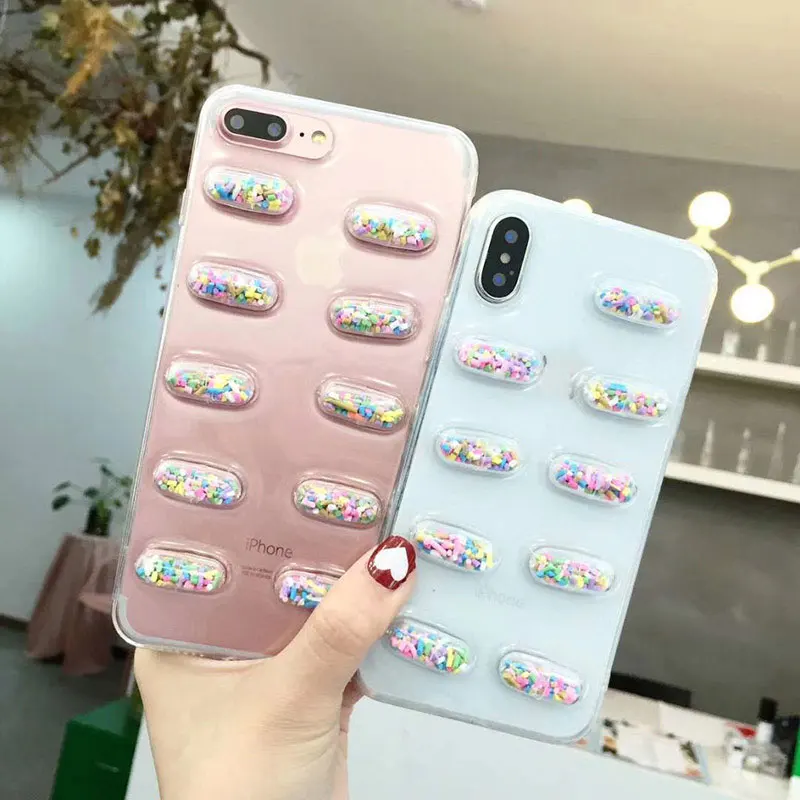 Чехол Boucho для телефона с милыми красочными капсулами iPhone X 6 6s 8 Plus забавный