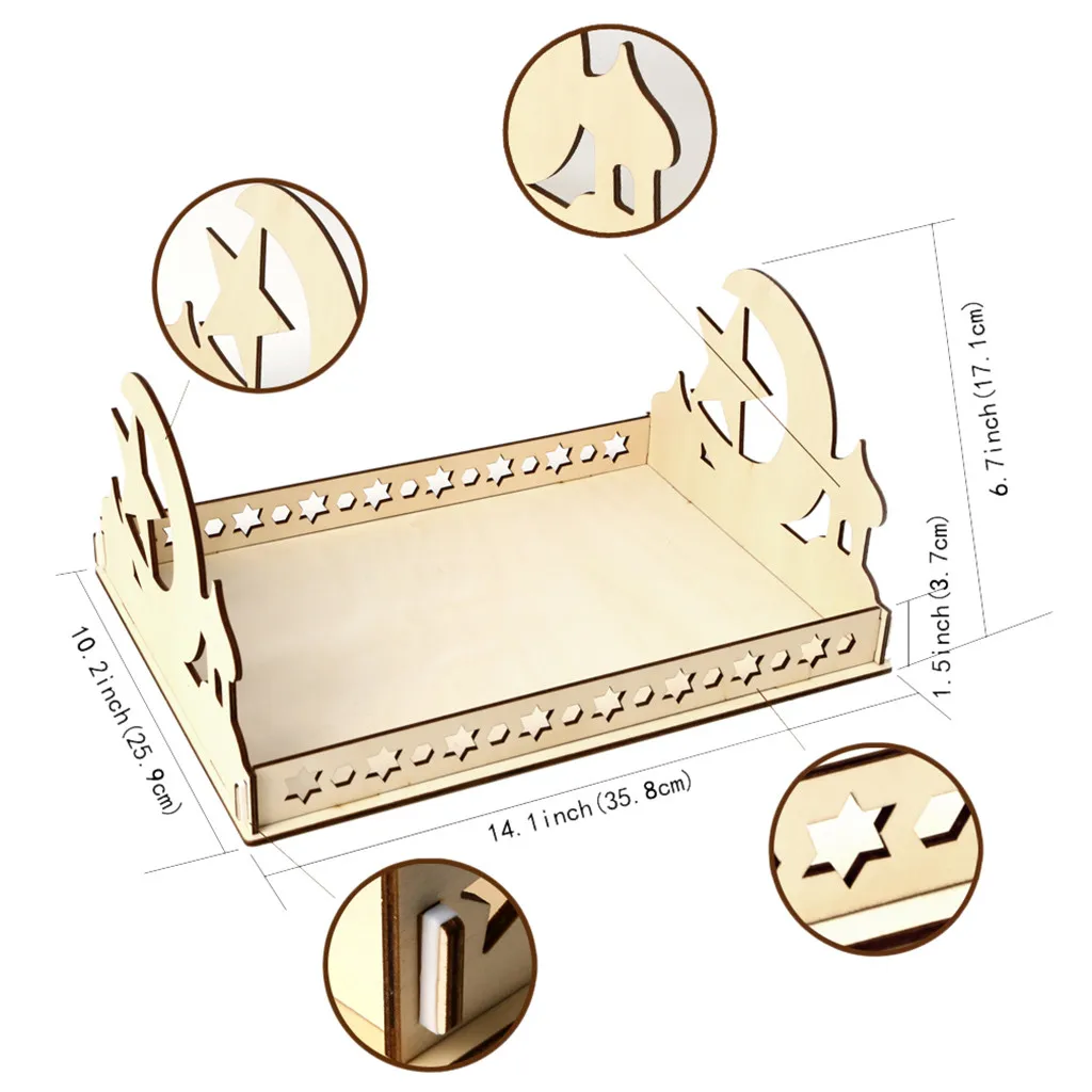 ИД Рамадан Мубарак Деревянные Художественные ИД Мубарак вечерние сервировочные столовые приборы поднос дисплей деревянные украшения