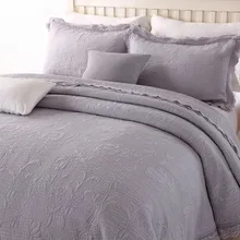 Высокое качество постельное белье из хлопка Стёганое одеяло, комплект из 3 предметов: кружевной покрывала однотонные вышитые стеганые одеяла покрывало простынь King одеяло для кровати размера queen size