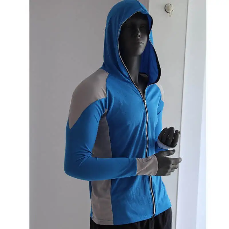 

Mens Long Sleeve Fishing Sun Shirt Quick Dry Breathable Hooded Full Zip T-shirt Sunproof Sunscreen Sun Protect Moisture Wicking