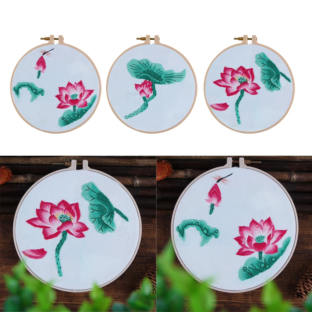 Lotus Flower Pattern Cross Stitch Stamped Embroidery Kit Diy Beginner Hand Sewing Needlework Craft Home Decor Embroidery Aliexpress
