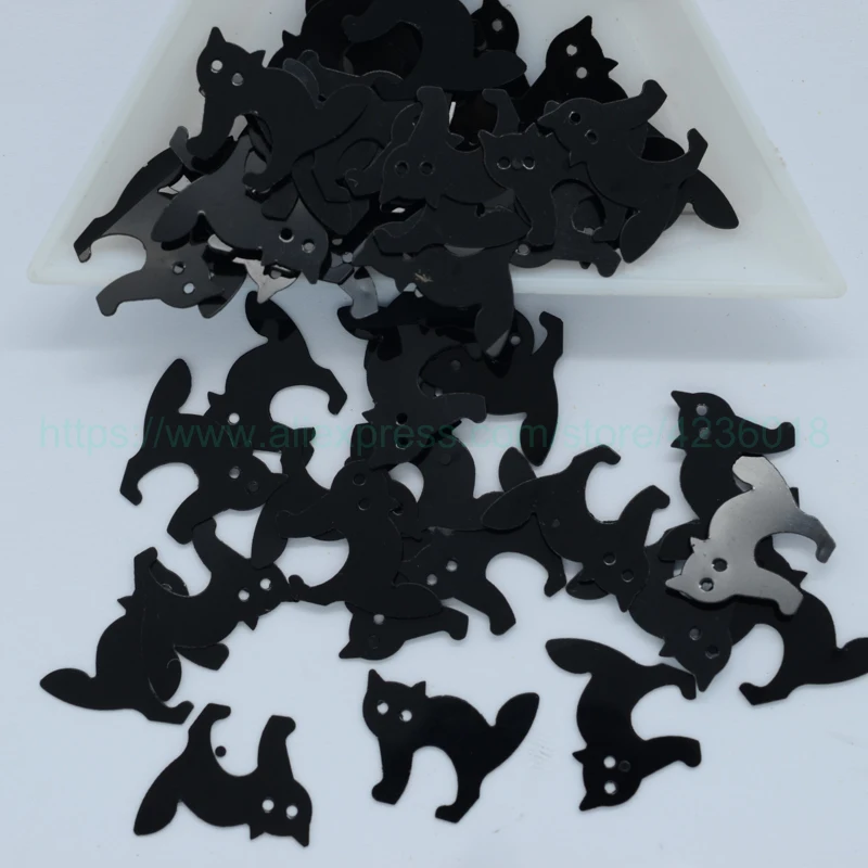 

13*15mm Black cat Shape Loose Sequins Pailettes For Kid DIY Party Halloween Decoration Festival Ornament Accessories