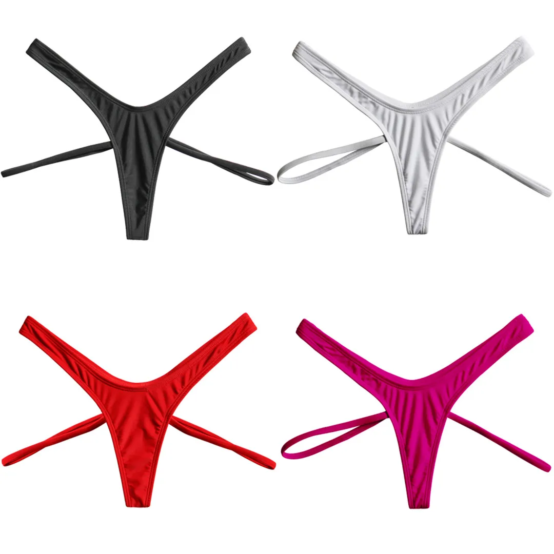 

2019 New Sexy V shape High Cut Mini Micro Thong Bikini Bottom Brief Women Swimwear Female Bather Tanga Panties Underwear V806