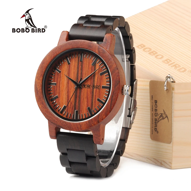 BOBO BIRD M05 Natural Rose Sandal Wooden Quartz Analog Watch For Men Luxury Brand Lightweight For Environmental in Gift Box