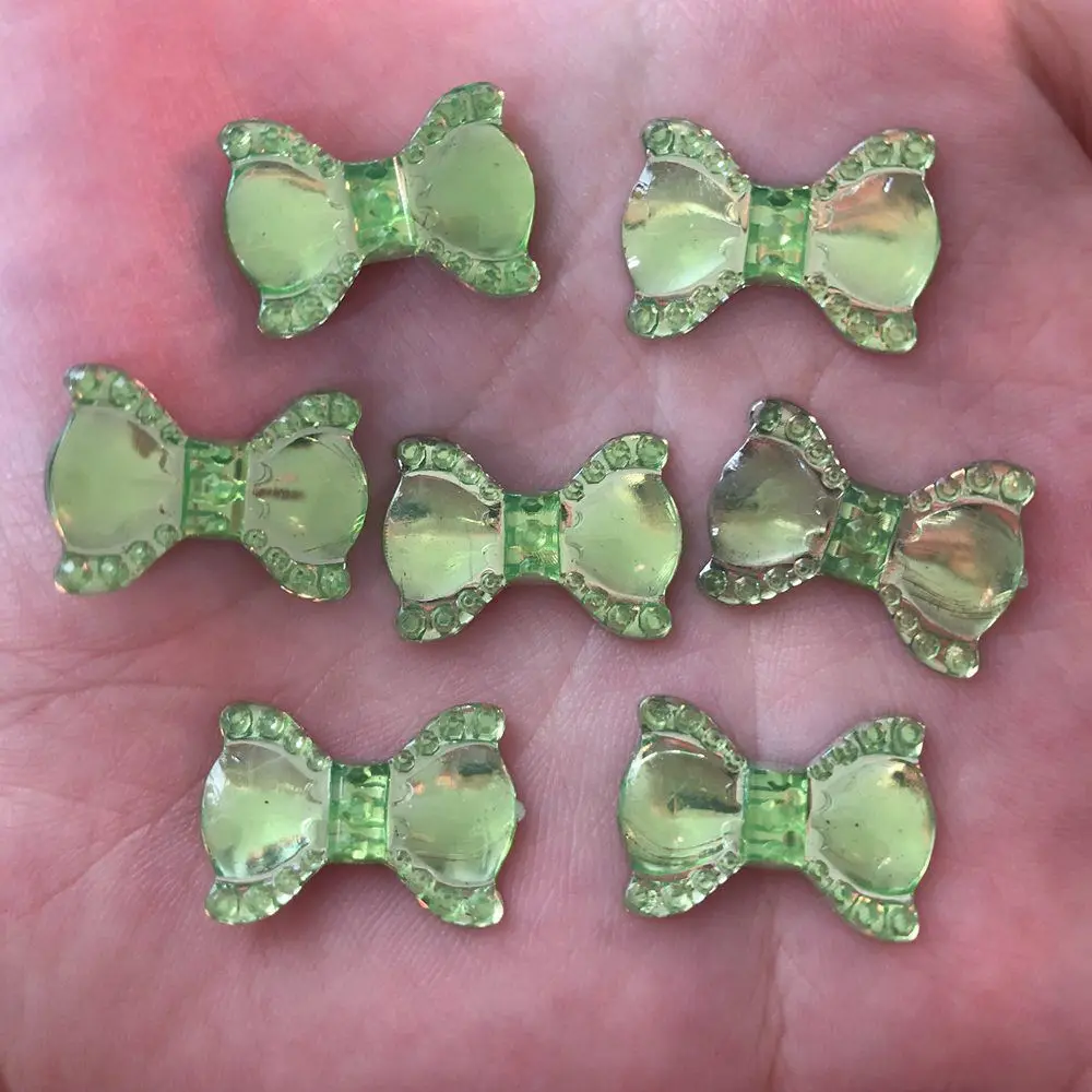 Shiny Resin 14mm*20mm BOW FlatBack Rhinestone Wedding DIY Hair Ornamen 40pcs jewelry making supplies