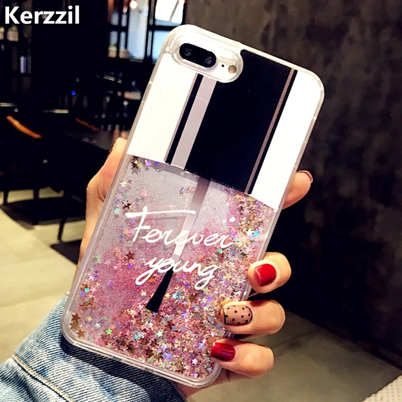 

Kerzzil Bling Ice Cream Dynamic Liquid Quicksand Case For iPhone X 10 Cases Cover For iPhone 7 8 6 6s Plus Love Heart Back Capa