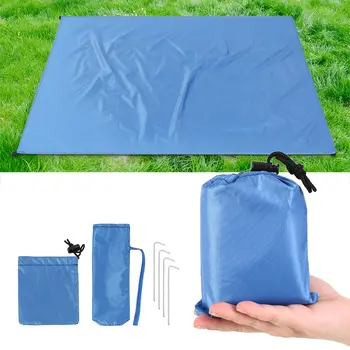 

New Waterproof Pocket Beach Blanket Lightweight Compact Outdoor Picnic Mat Ground Sheet Tarp Picnic Mat blanket Blue S-XXXL Size