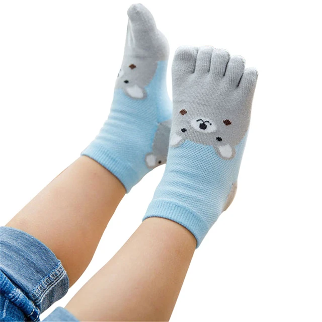 Calcetines de algodón con dibujos de animales para niños, medias con cinco  dedos, bonitos, para invierno, 1 par - AliExpress