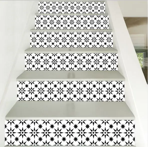 6 шт. Съемная наклейка "Лестница" шаг самоклеющиеся керамические плитки ПВХ лестницы обои наклейка виниловая лестница украшение дома 18x100 см - Цвет: 010 Stair Stickers