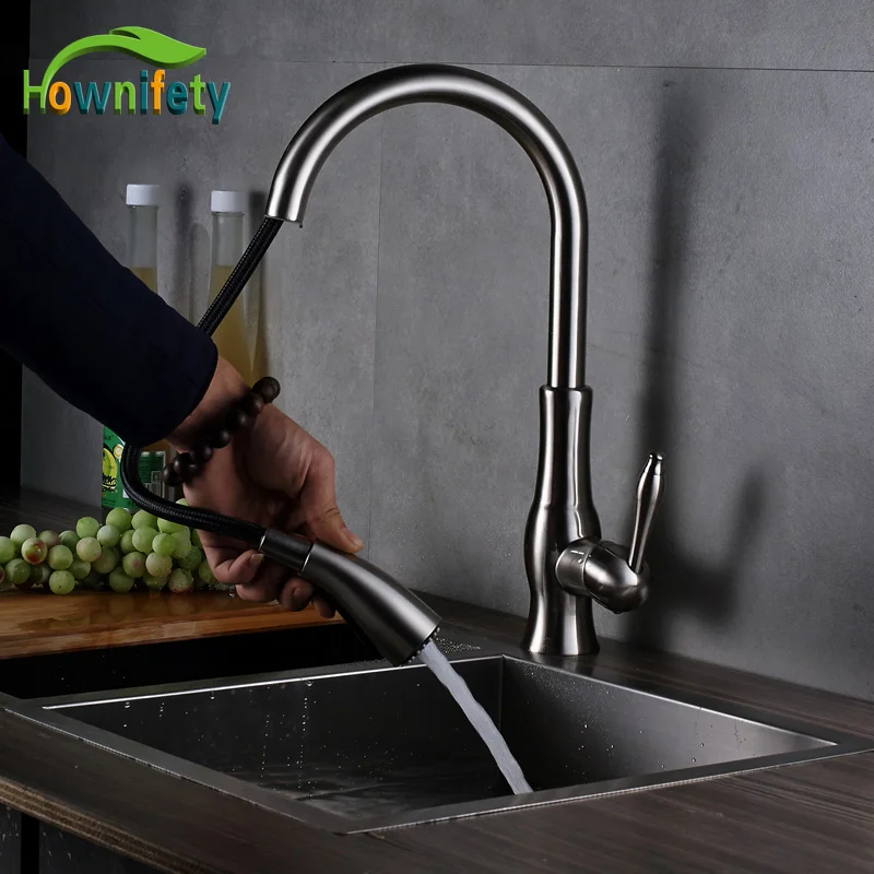 

Deck Mounted Kichen Sink Faucet Pull Out Dual Function Sprayer Hot And Cold Tap Single Level Mixer Faucet