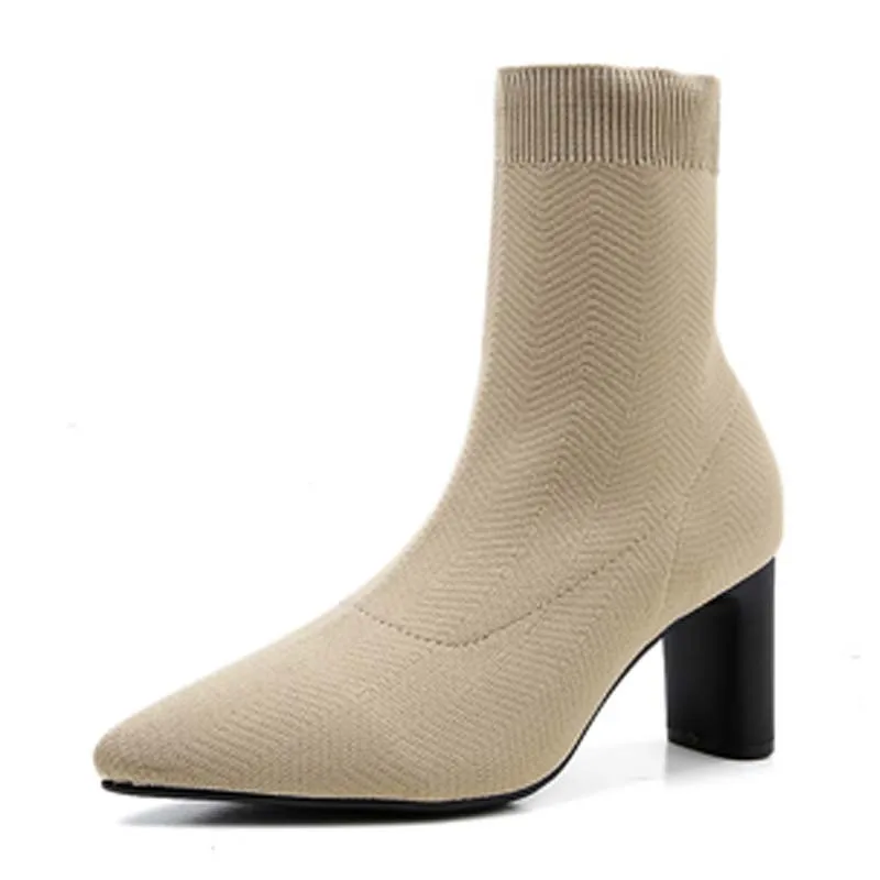 womens sock boots low heel