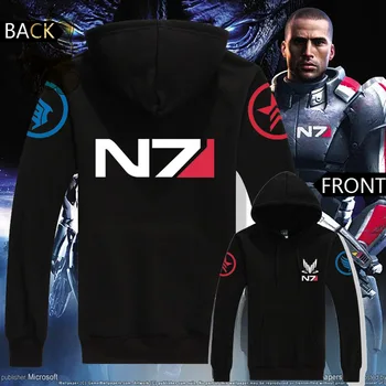 

Mass Effect 3 N7 Paragon inspired man's cotton black hoodies with hat new gamer hoodies for MASS EFFECT fans ac487