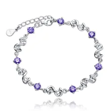 925 стерлингового серебра Модный Блестящий Кристалл цветок ladies'bracelet ювелирные изделия не выцветает женский подарок на день рождения Прямая