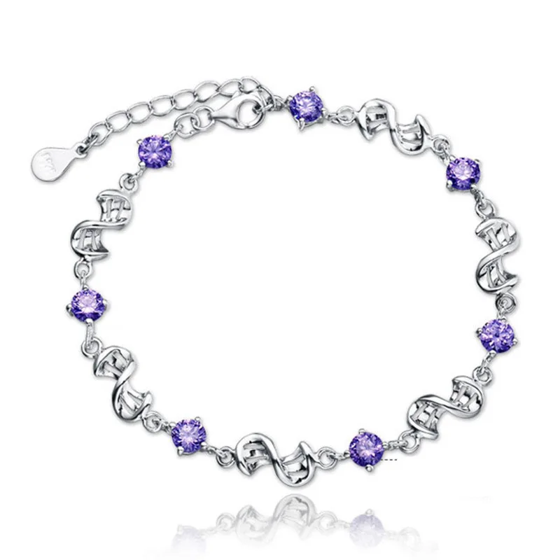 

Wholesale 925 sterling silver fashion shiny crystal flower ladies`bracelet jewelry no fade women birthday gift drop shipping