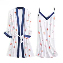 Женский сексуальный кружевной Шелковый халат и халат, комплект, платье для сна, банный халат, 2 предмета, комплект для отдыха, халаты, новая ночная рубашка, комплект одежды для сна