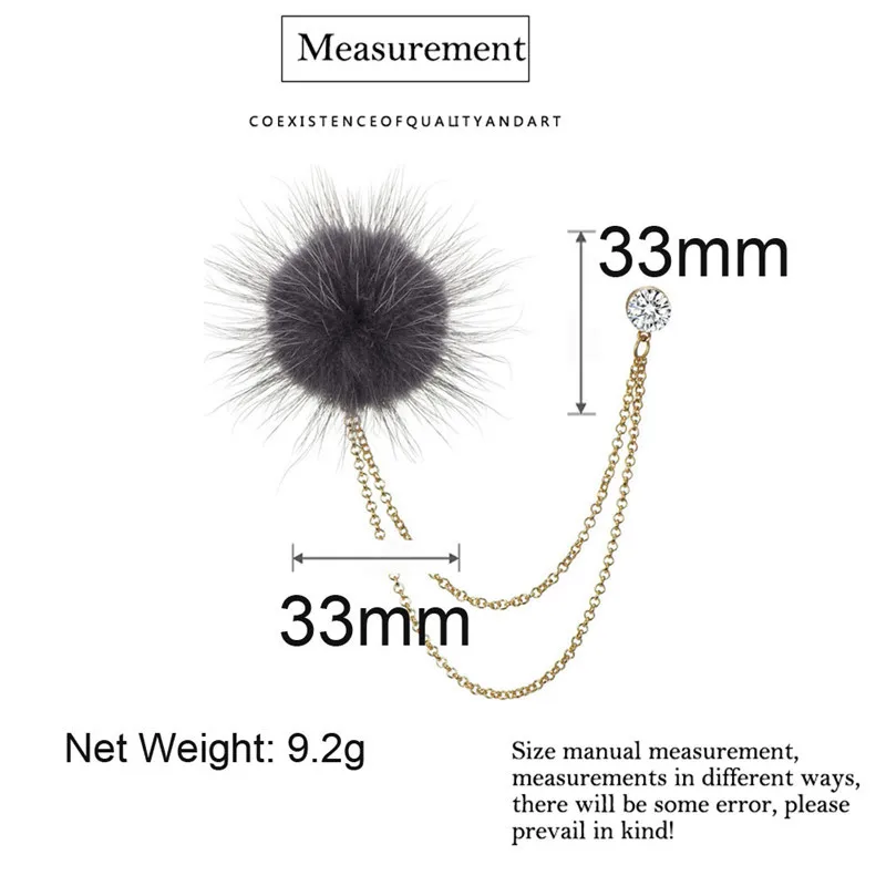 Корейская мода, Новая меховая брошь из шариков, кисточка, лацкан, булавка с цепочкой, корсаж, простая девушка, броши с сердечком,, мужские аксессуары