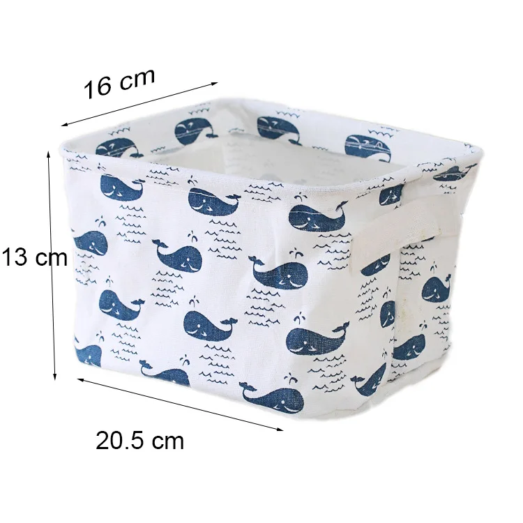 Unibird 1 шт. домашний офис настольная корзина водонепроницаемый хлопчатобумажный мешок для хранения для мелочей канцелярские игрушки органайзер для носков и белья коробка - Цвет: Whale S