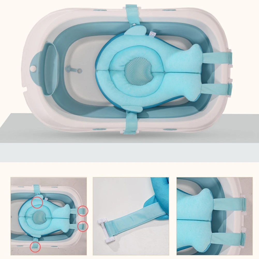 Портативная воздушная подушка для душа для младенцев, Нескользящая подушка для ванной, губка, Коврик для ванны для новорожденных, безопасное сиденье для ванной