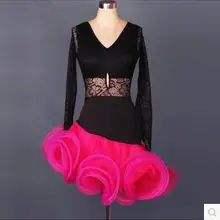 Костюмы для латинских танцев Сексуальные Длинные рукава Кружева латинские танцевальные платья для женщин конкурс латиноамериканских танцев платья