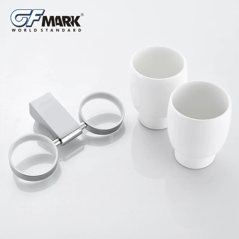 GFmark Двойные керамические чашки держатель хромированные аксессуары для ванной