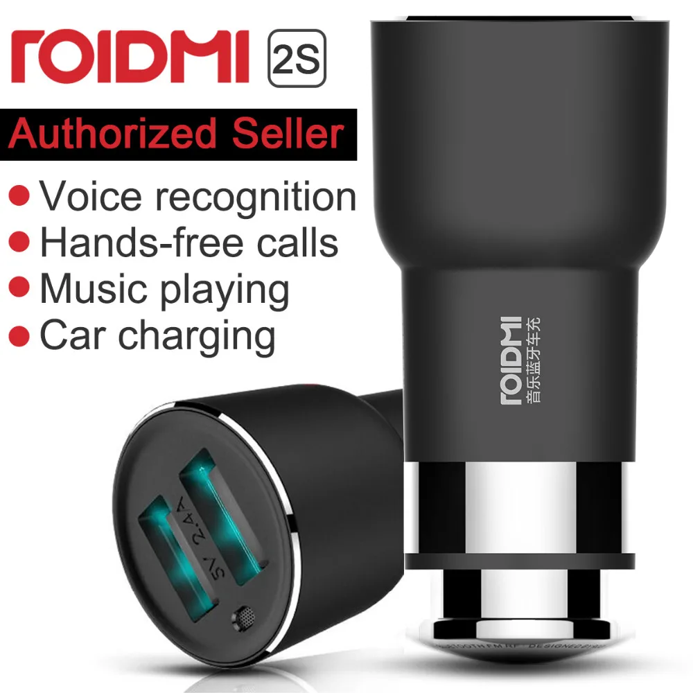 2016 New Original Xiaomi ROIDMI 2S 5V 3.8A Bluetooth Handfree Car Charger With Music Player FM transmitters For iPhone 7 5S 6 6S