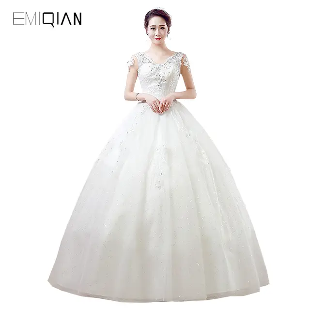 Freeshipping Original Design A Line Sequined Tulle Bridal Gowns