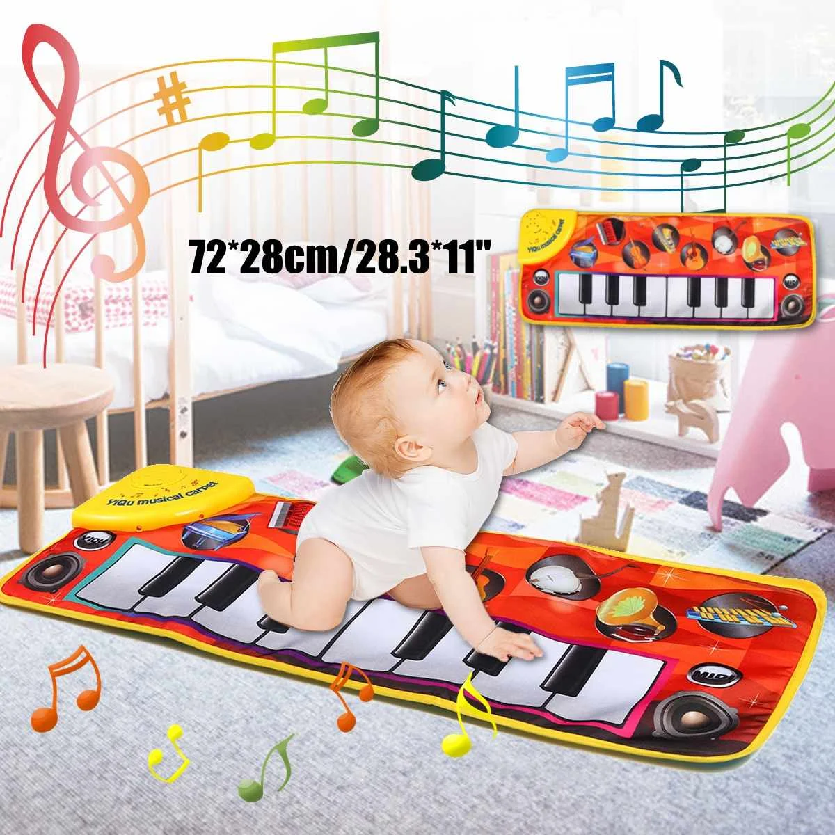 72x28cm Kids Baby Early Education Music Piano Keyboard Carpet Musical Mat Blanket Touch Play Safety Learn Singing Funny Toy