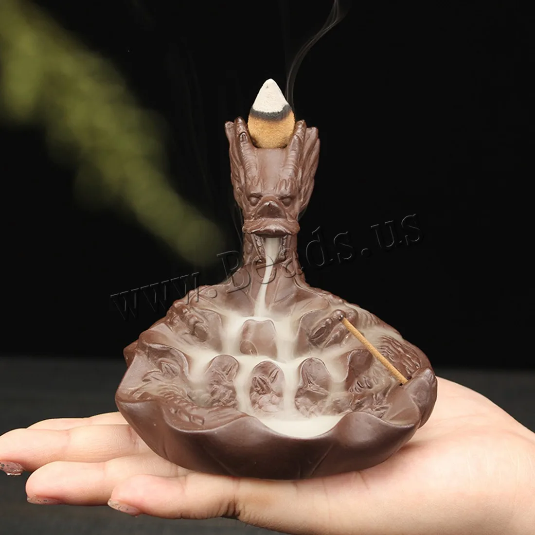 Creative Dragon Ceramic Backflow Incense Burner Smoke Waterfall Incense Aromatherapy Furnace Holder Use In Home Office Teahouse