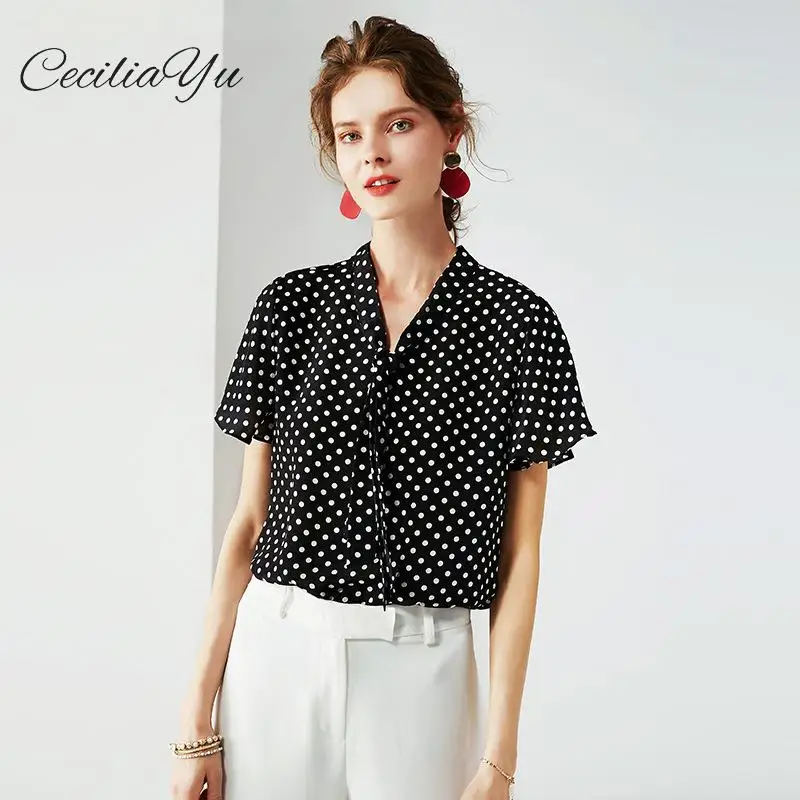 

2019 New Women's Clothes Ol Wind Solid Color Silk Shirt Women's Standing Collar Long Sleeve Top Cardigan Blouse Women Shirts